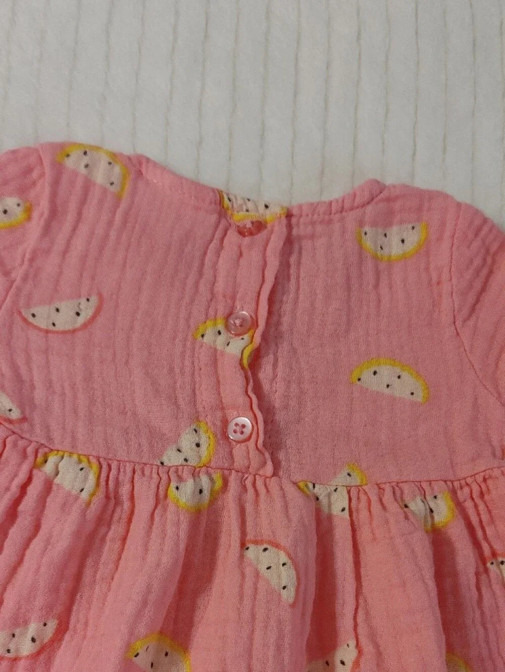 Koala Kids Pink Ruffle Dress & Bloomers Set with Lemon Print